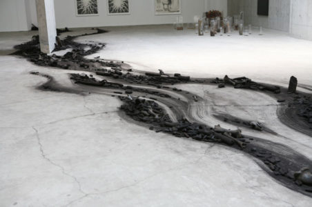 Shi Jinsong, Over There, 2011, Locust tree, animal skeletons, charcoal, Various size