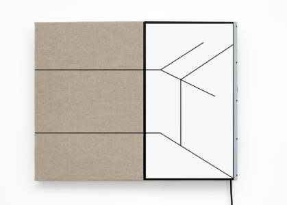 Pascal Haudressy, Lignes, plans, contrepoids, 2016, Mixed technique, canvas and screen, 67,2 x 52,7 cm, numeric loop