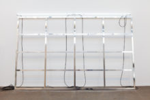 Jonathan Sullam, Board of bills, 2016, Aluminium structure and two neons, 200 x 320 cm