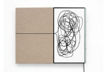 Ligne, plan et contrepoint (Gribouille), 2016, Canvas and screen, 67.2 x 52.7 cm