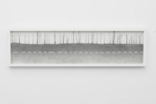 Lucile Bertrand, I'm in transit, 2019, graphite pencil and printed paper on Canson paper 200g, 20 x 80 cm