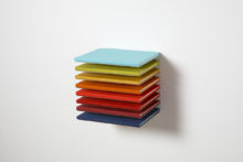 Fernanda Fragateiro, Colors organized by thoughts 1, 2014, Stainless steel and handmade notebooks with fabric covers, 27 x 29 x 23,4 cm, photo Miguel Angelo Guerreiro