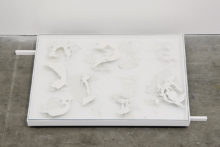 Gudny Rosa Ingimarsdottir, Vitrine - Vanished Drawings, 2009, Acrylic and ink on cut paper, wood and glass, 5,5 x 91 x 75 cm