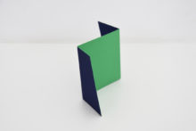 Bernard Villers, Petite Inclinaison verte et bleue, 2018, Acrylic and tempera on aluminium, 12 x 16 x 10 cm