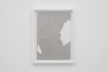 Gudny Rosa Ingimarsdottir, reworked, 2018, Peeled photo, paper pencil, sewing, 32 x 24,8 cm (framed)
