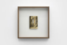 Rui Calçada Bastos, Cathedral Thinking, 2020, framed postcard and balsa wood, 31 x 31 cm