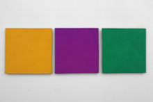 Bernard Villers, Couleurs 5, 1990-96, Tempera sur toile et bois, 25,5 x 78,5 cm