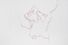 Gudny Rosa Ingimarsdottir, found thread, 2021, thread and pencil on paper, 102 x 66,6 cm