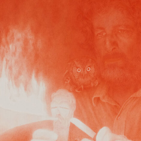 Pedro A.H. Paixão, Playing With Fire, 2023, Vermillion colored pencil on paper, 76 x 56 cm (detail)