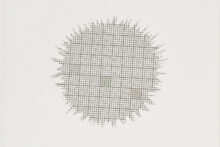 Gudny Rosa Ingimarsdottir, untitled - squares, 2024, cross-stitch on plastic and paper, 32,3 x 24,1 cm (detail)
