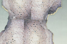 Gudny Rosa Ingimarsdottir, ... form hanging, 2025, Watercolour, sewing and peeled photo on diverse papers, 57 x 39 cm (detail)